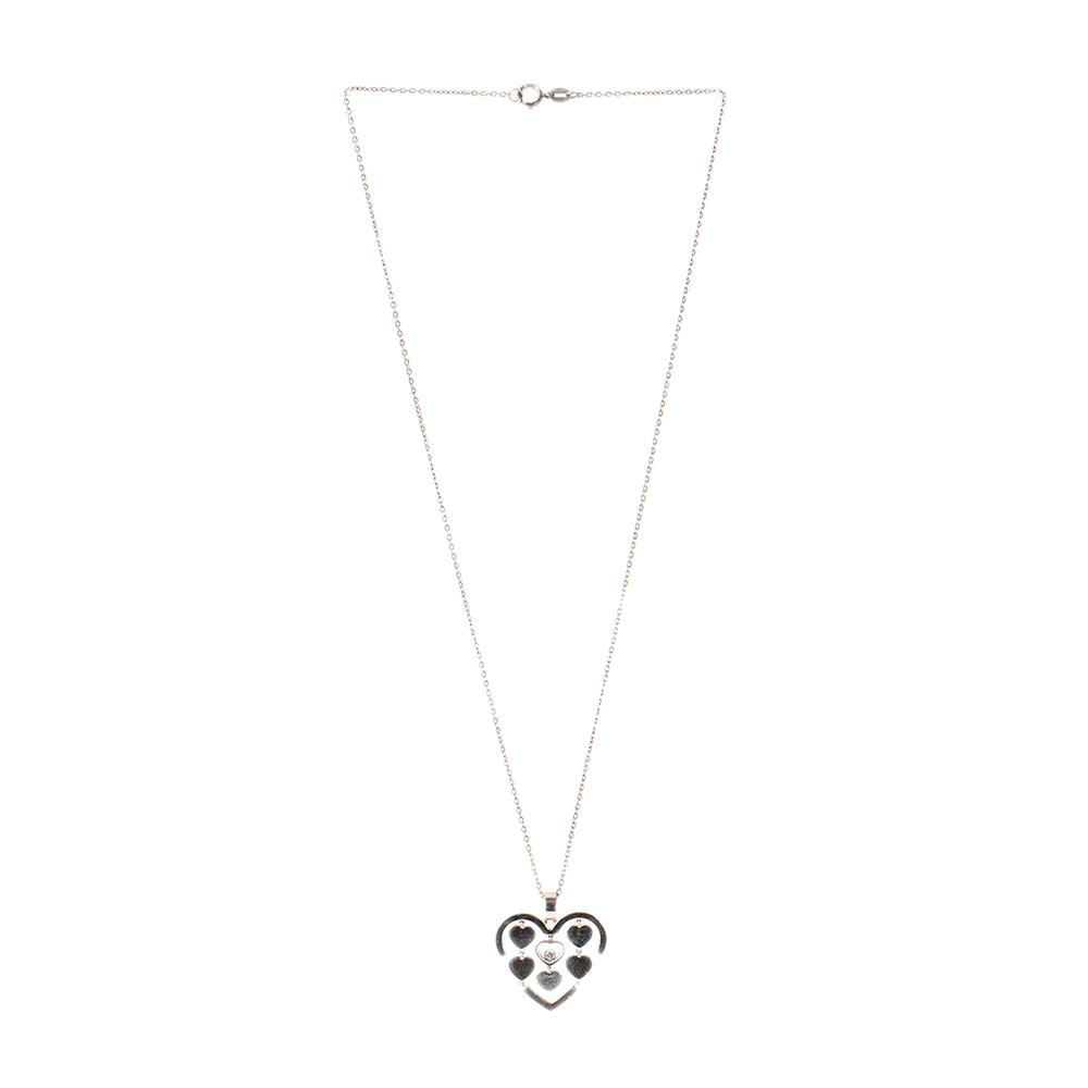  Chopard Diamond Silver & White Gold Pendant Necklace