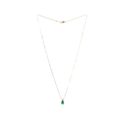 Emerald & Diamond Pendant 14 Karat Gold Necklace 