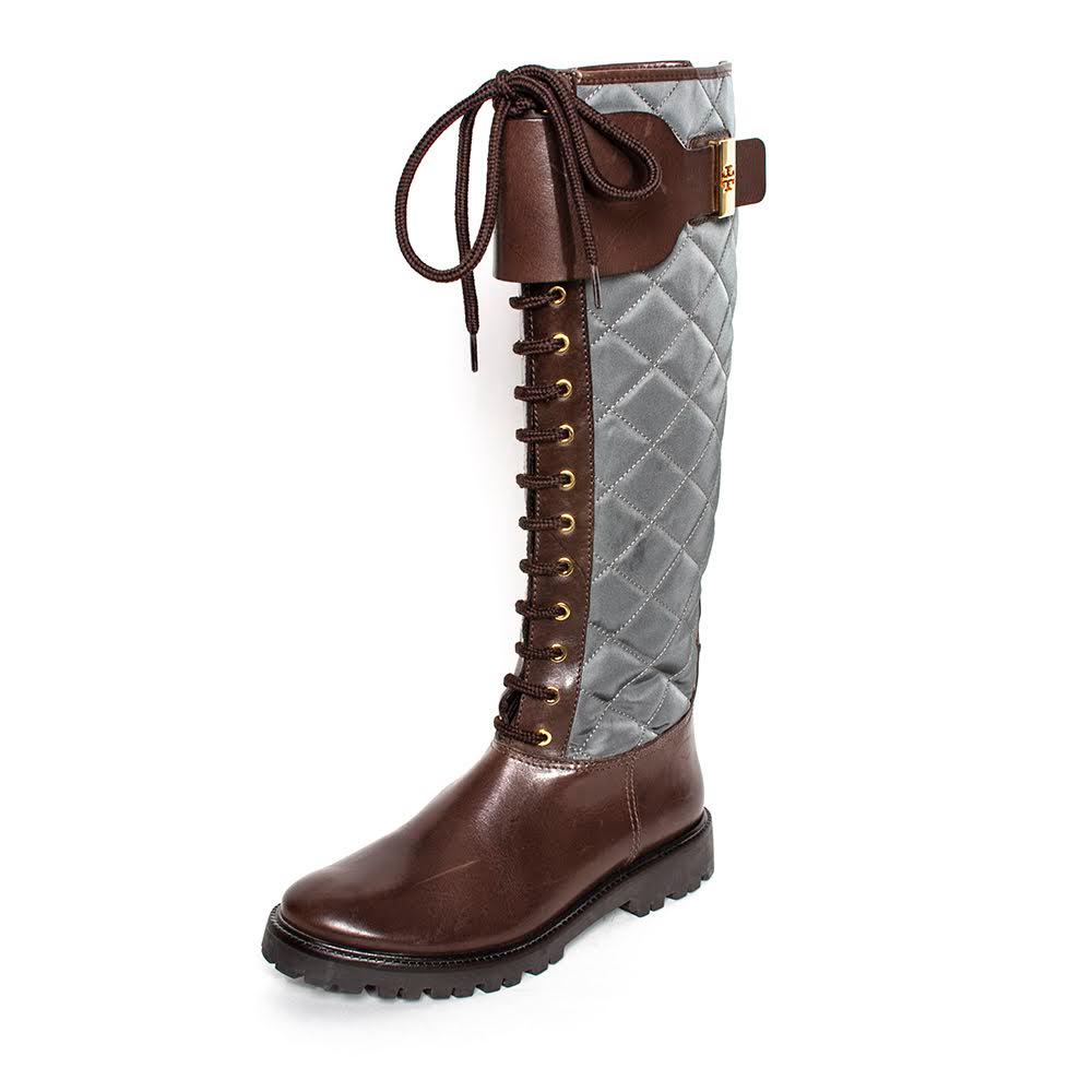  Tory Burch Size 6 Brown Quilted Hunter Rowan Boots