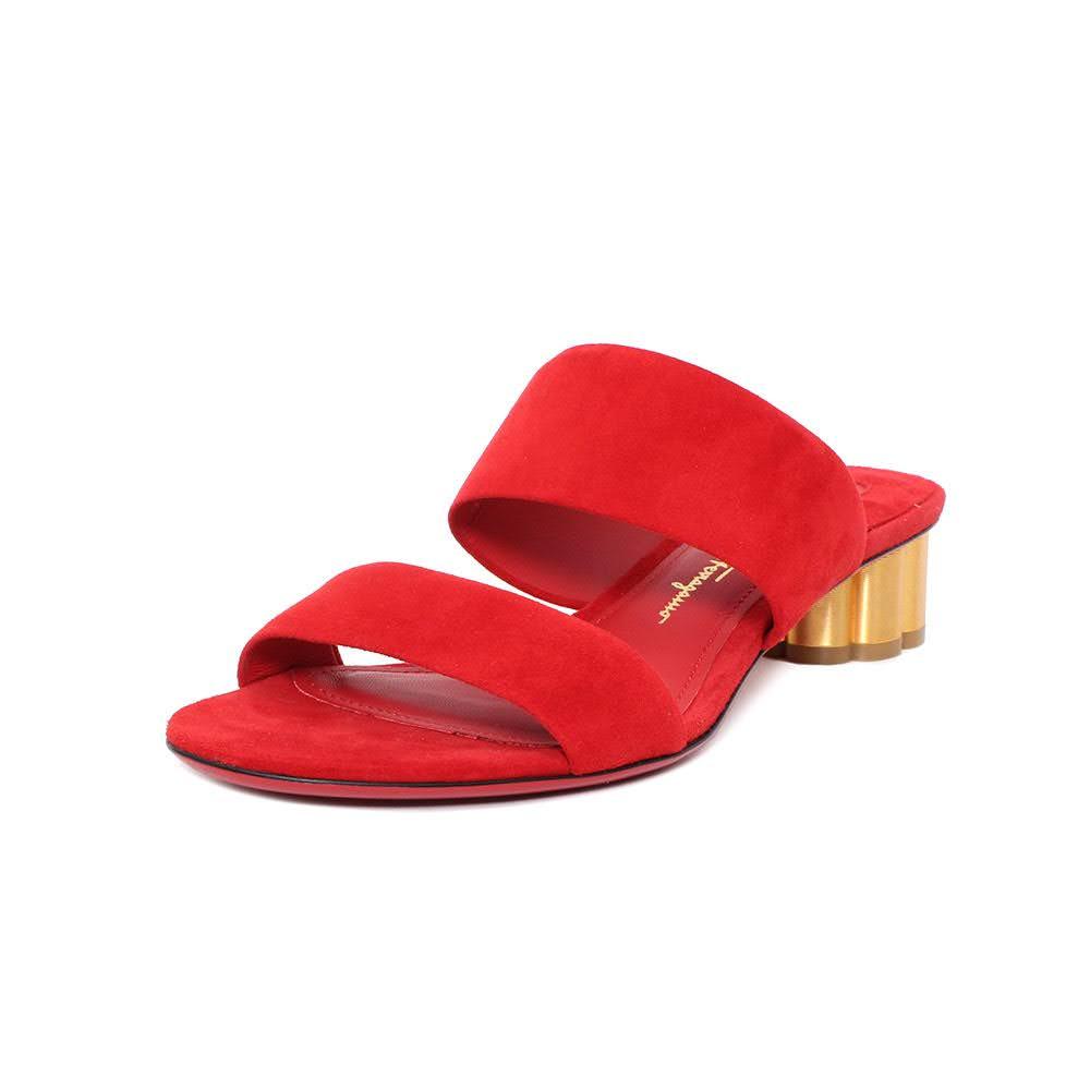  Salvatore Ferragamo Size 5.5 Red Suede Sandals