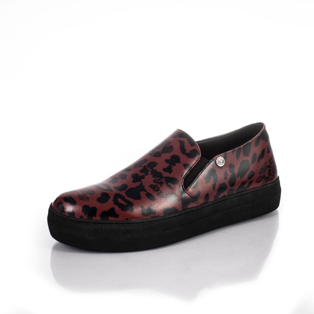  Versace Size 39 Red Leopard Print Slip Ons