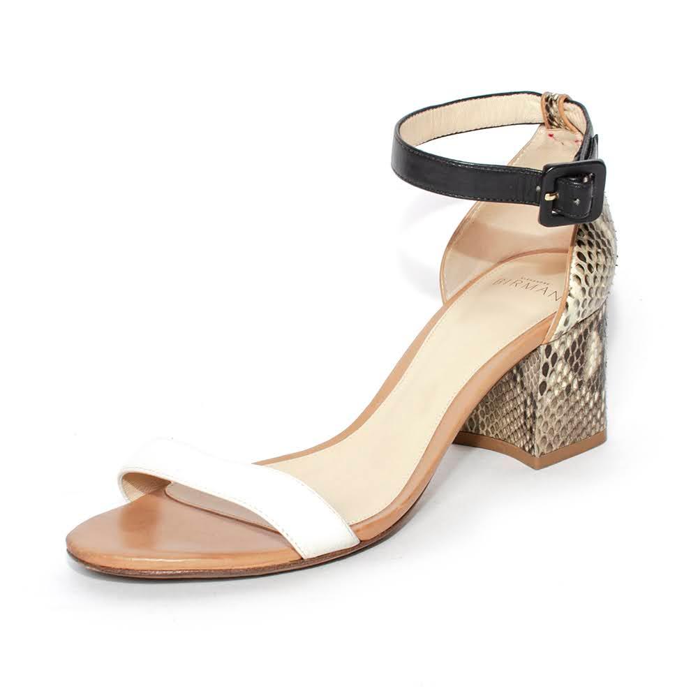  Alexandre Birman Size 37.5 Grey Python Sandals