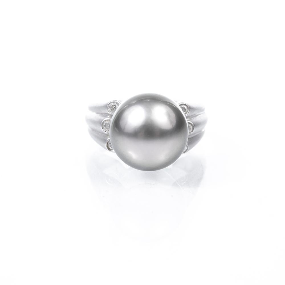 Size 7.25 18k + Gold Pearl With Diamond Ring