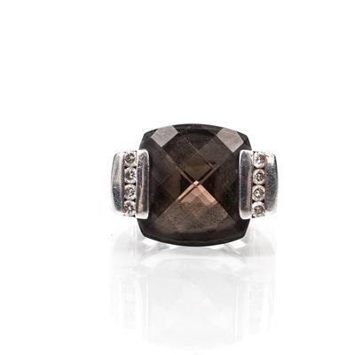 David Yurman Size 6.5 Smokey Quartz & Diamond Ring
