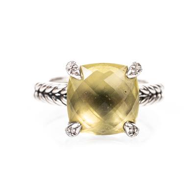 David Yurman Size 9 Citrine Diamond Chatelaine Ring
