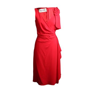Valentino Size 6 Red Sleeveless Draped Short Dress 