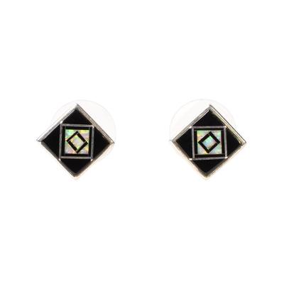Onyx & Opal Square Earrings
