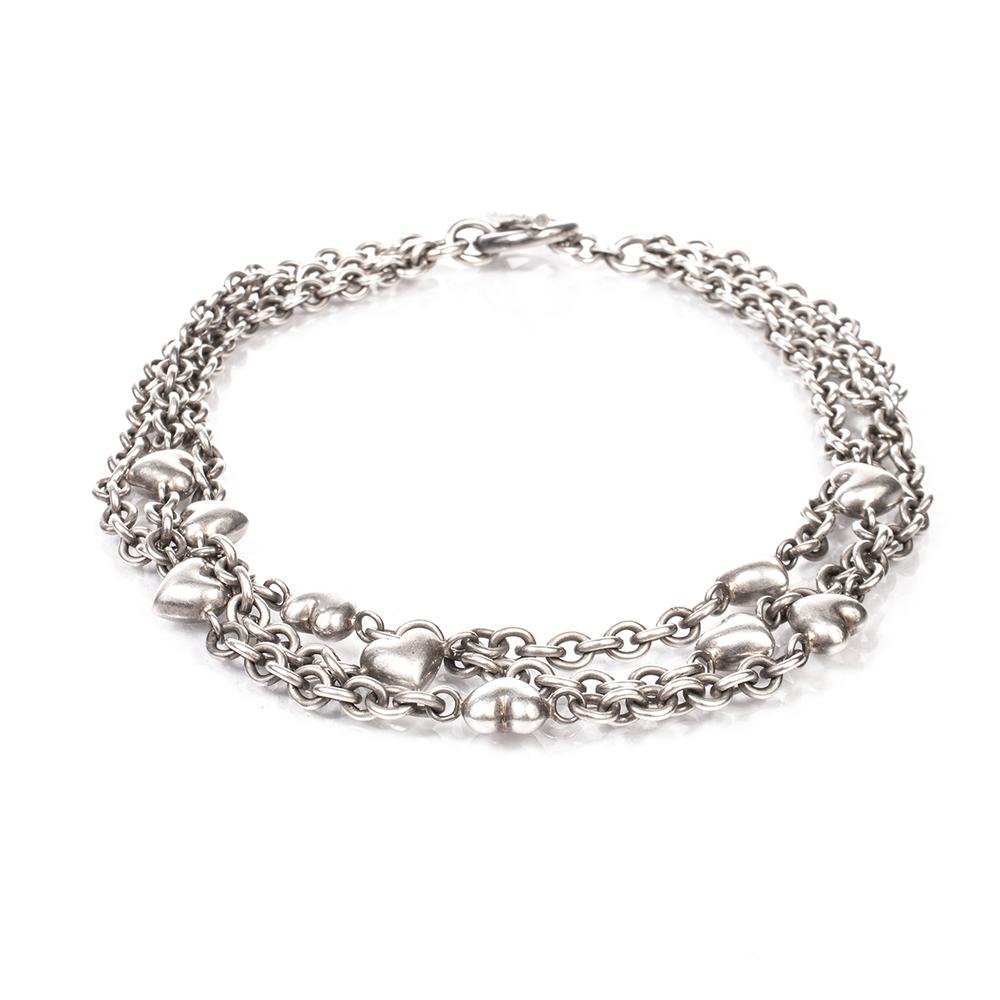  Tiffany & Co.925 Heart 3 Chain Necklace