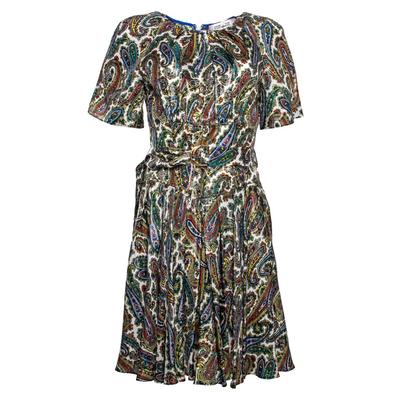 Diane Von Furstenberg Size 8 Metallic Silk Multicolor Dress