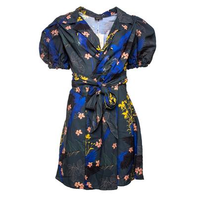  Especia Size Medium Blue Retiro Wrap Mini Dress