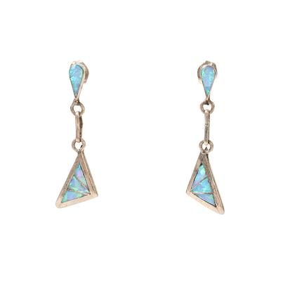 MK Sterling Silver And Blue Opal Drop Earrings