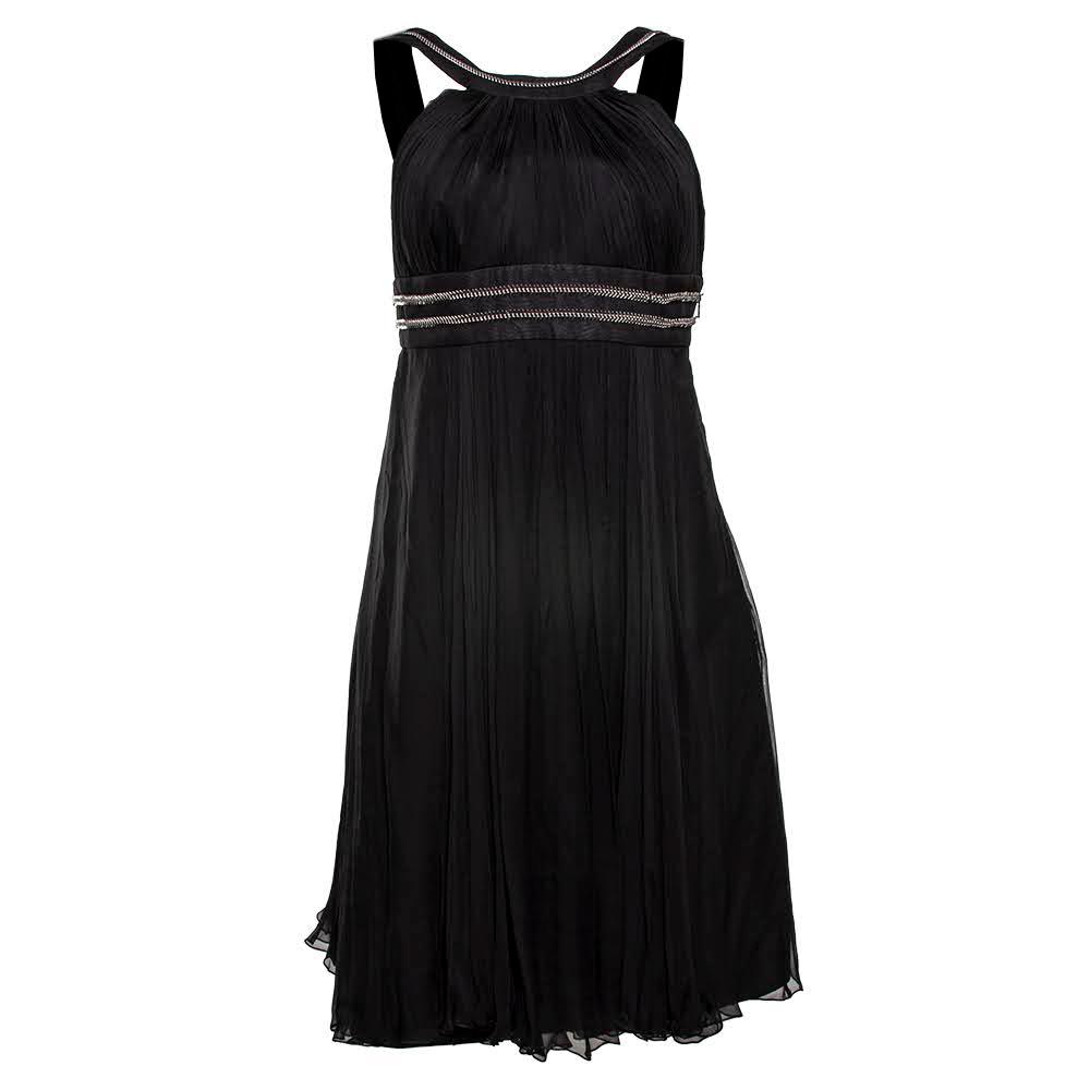  Versace Size 42 Black Silk Short Dress