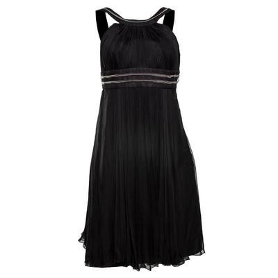 Versace Size 42 Black Silk Short Dress