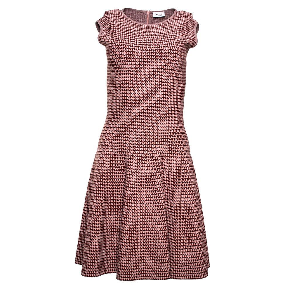  Akris Size Small Pink Houndstooth Dress