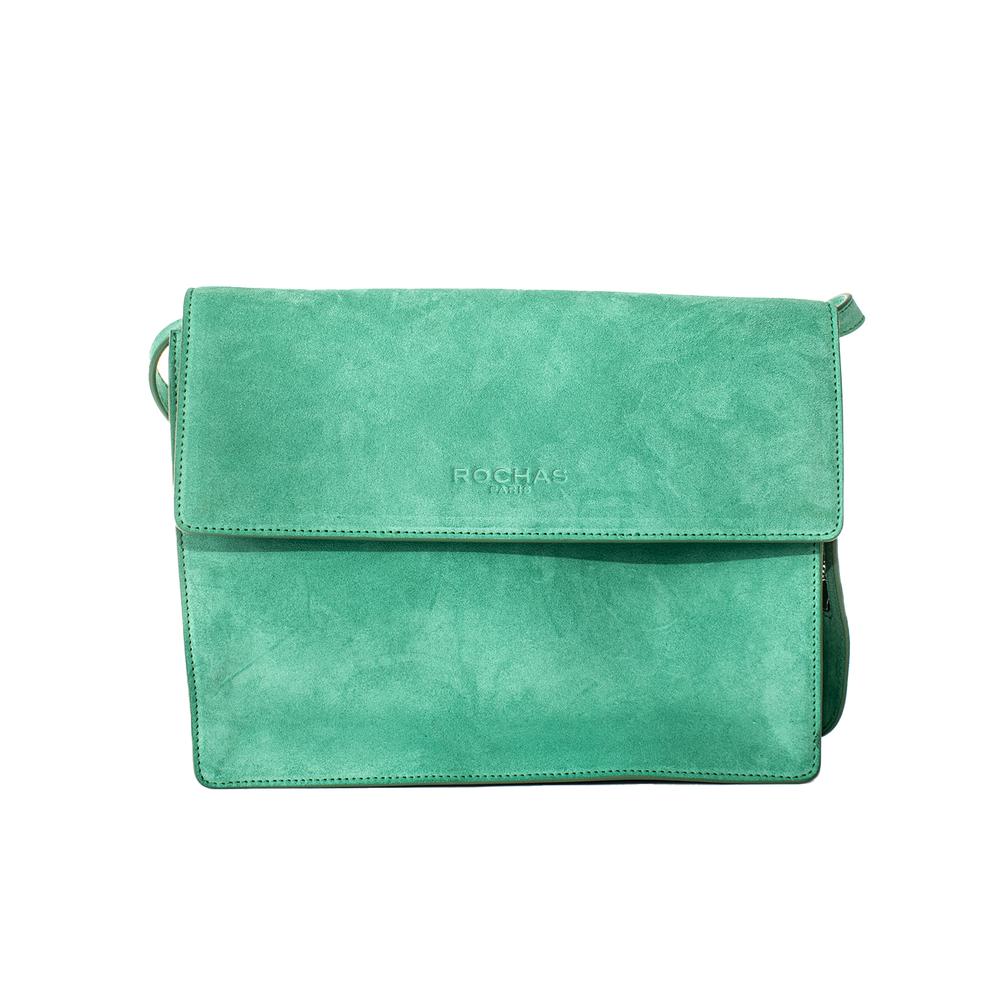  Rochas Paris Green Suede Handbag