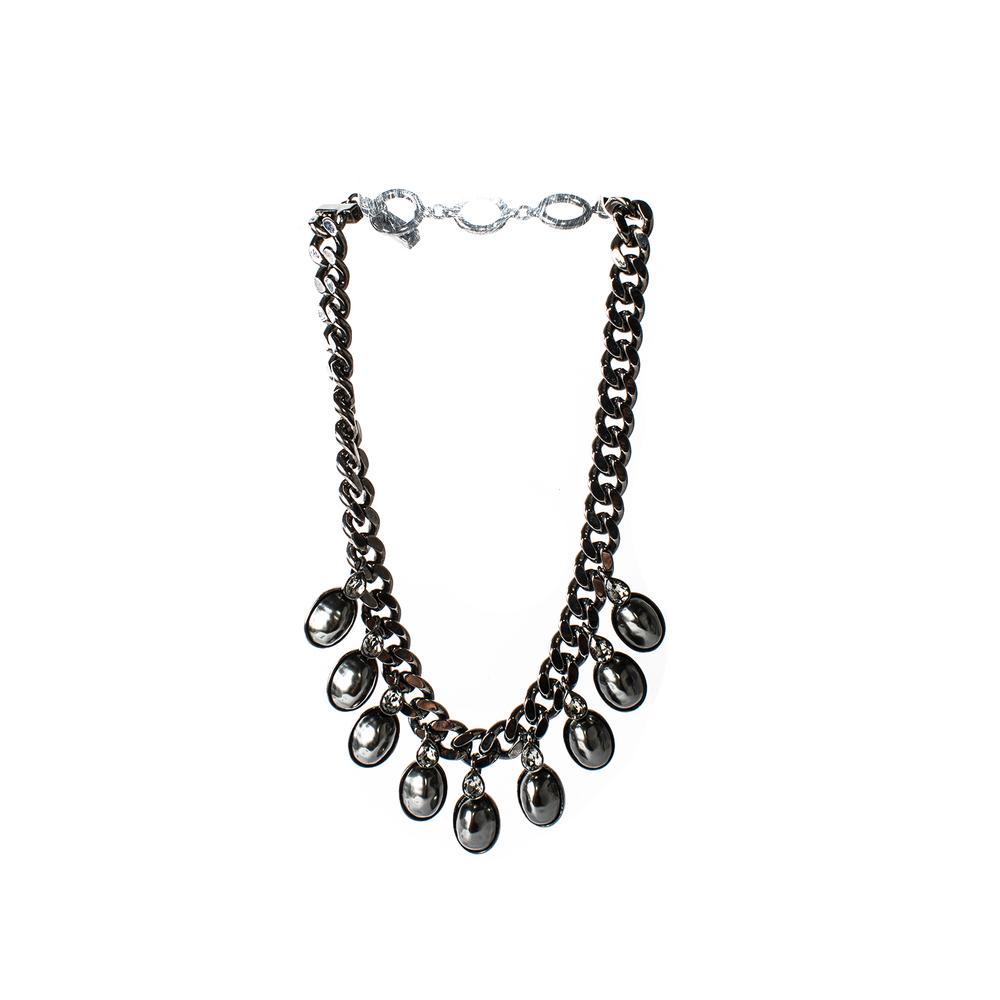  Givenchy Black Crystal Drop Collar Necklace