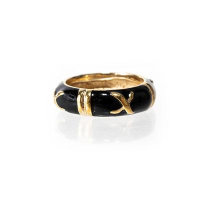 G/Tone Size 6 Black Enamel X Bar Ring