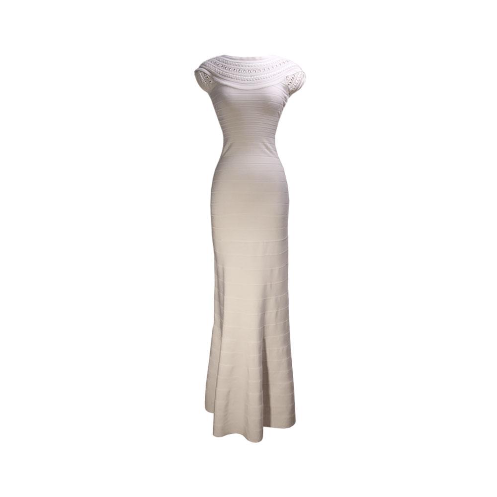  Herve Leger Size Xs White Maxi Dress