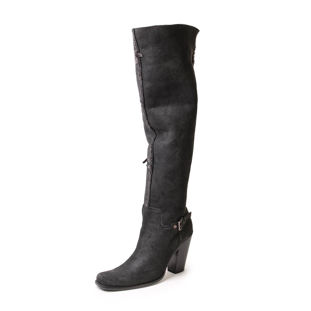  Miu Miu Size 39.5 Shearling Over The Knee Boots