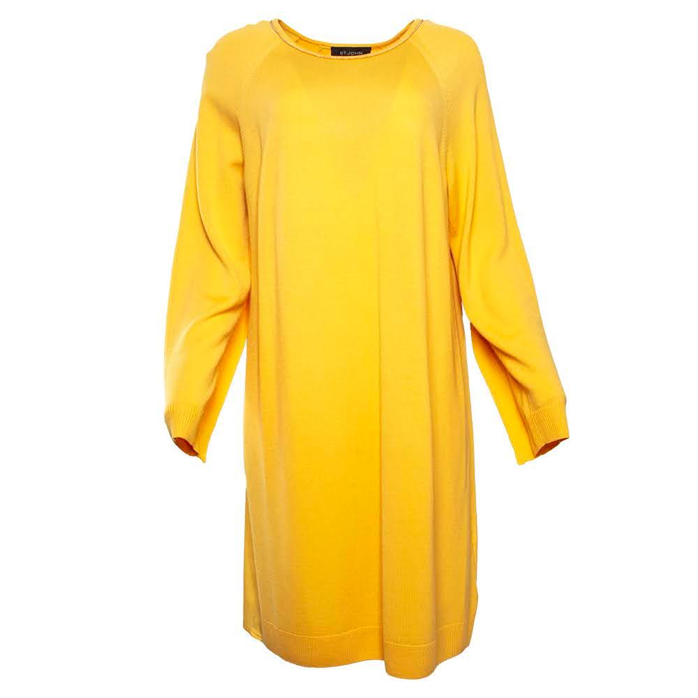  St John Size Large Yellow Long Sleeve Dress