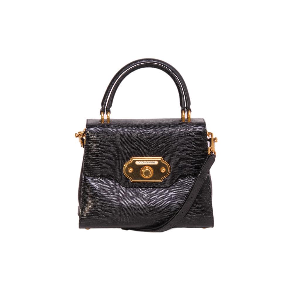  Dolce + Gabbana Lizard Calfskin Embossed Handbag