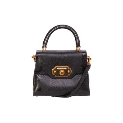 Dolce + Gabbana Lizard Calfskin Embossed Handbag