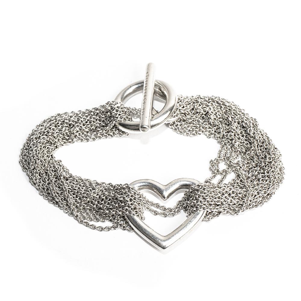  Tiffany & Co.Silver Multi- Strand Heart Bracelet