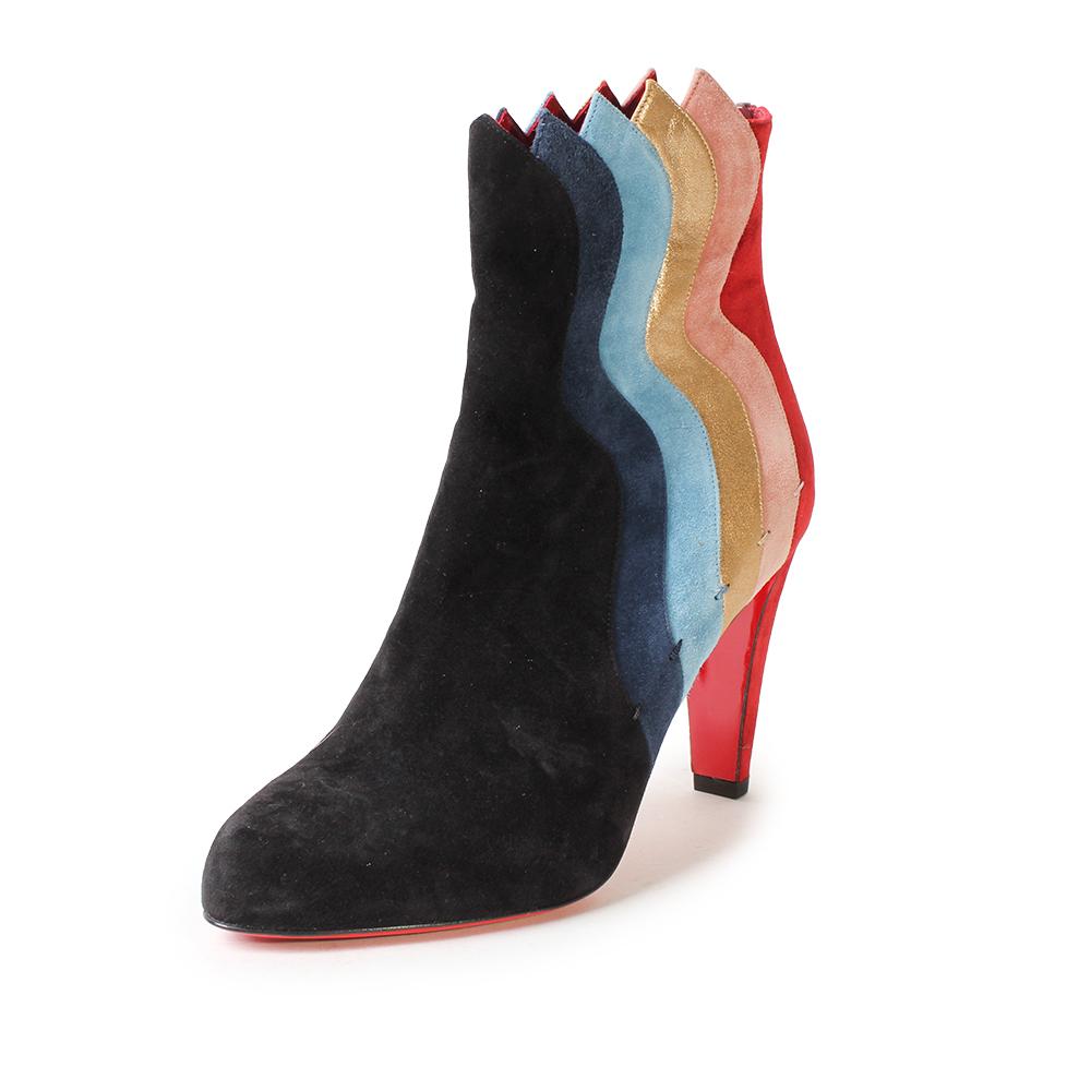  New Christian Louboutin Size 40 Suede Color Block Booties