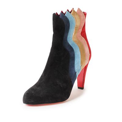 New Christian Louboutin Size 40 Suede Color Block Booties 
