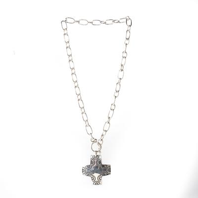Silpada Silver Stamped Cross on Chain Necklace