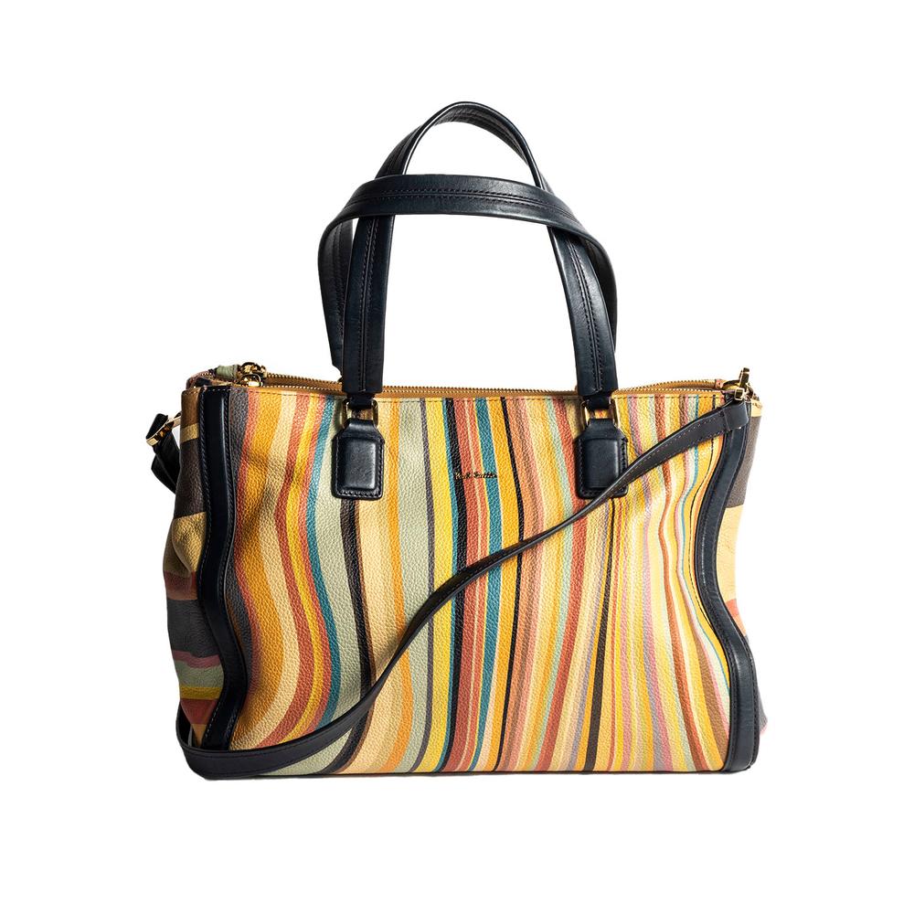  Paula Smith Multi- Colored Stripe Print Handbag