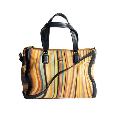 Paula Smith Multi-Colored Stripe Print Handbag 