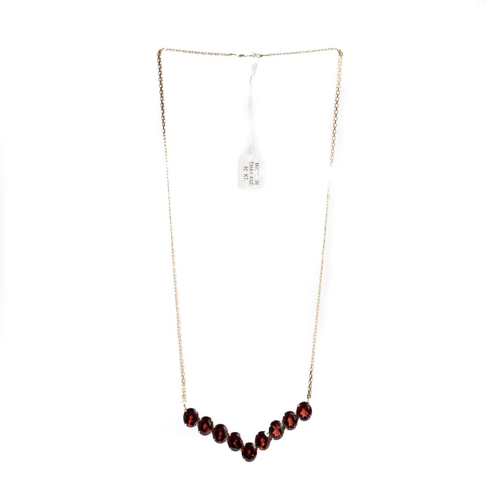  10k Brown & Red Stone Necklace