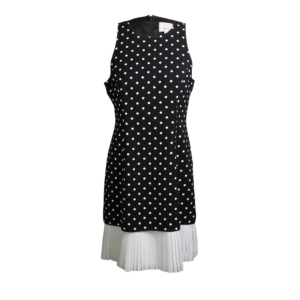  Cinq A Sept Size 6 Catriona Dotted Crepe Dress With Pleated Hem
