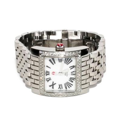 Michele Stainless Steel Diamond Trim Watch