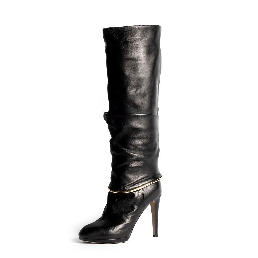  Sergio Rossi Size 35.5 Black Leather Knee High Boot