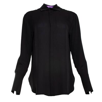 Ralph Lauren Size  6 Black Silk Long Sleeve Shirt