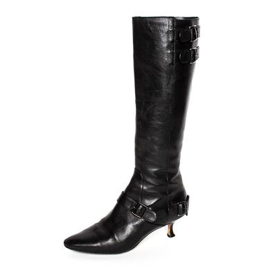 Manolo Blahnik Size 8.5 Black Leather Boots