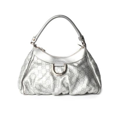 Gucci Silver Monogram Leather Handbag 