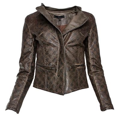 ABS Size XS Brown Faux Leather Embroidered Jacket