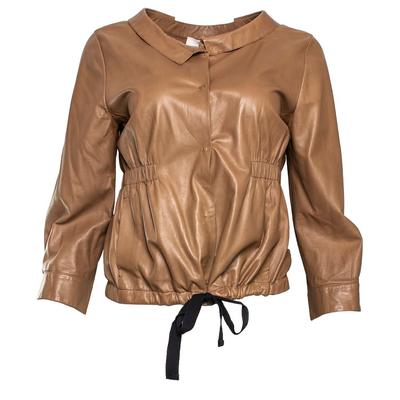 Prada Size 44 Tan Leather Jacket