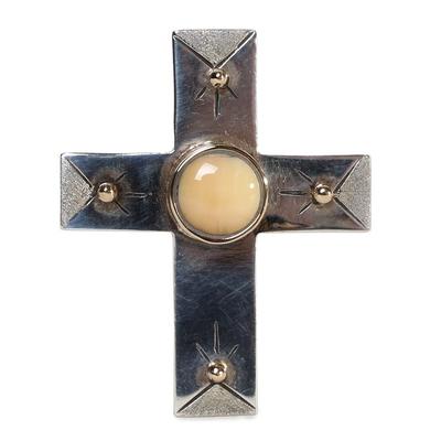 Michelle Tapia Fossil Ivory Cross Pendant