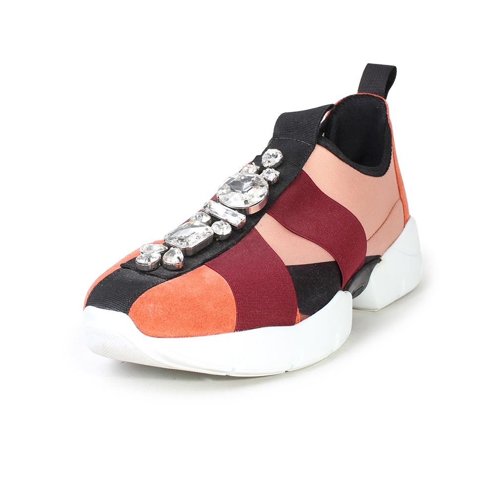  Emilio Pucci Size 40 Crystal Embellished Slip On Sneakers