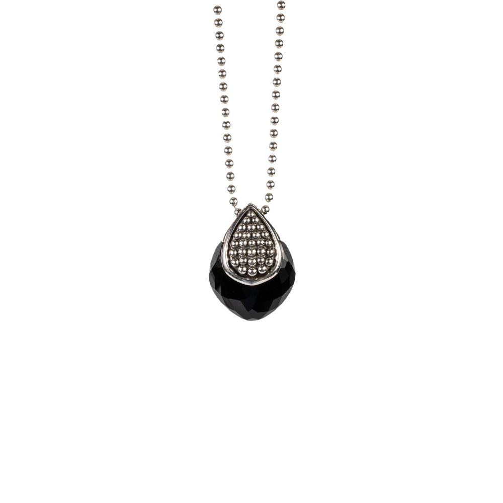  Lagos Black And Silver Caviar Pendant Necklace
