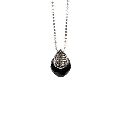  Lagos Black and Silver Caviar Pendant Necklace 