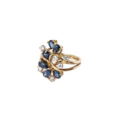 Vintage Size 5 14K Diamonds Sapphires Ring