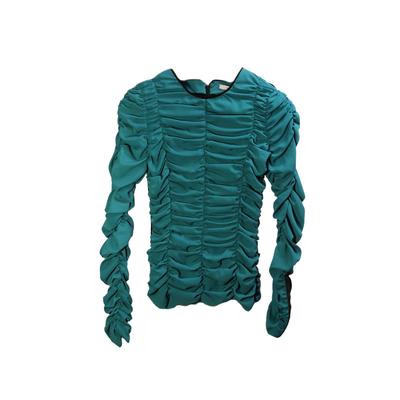 Lucile Size 40 Teal Ruched Top Blouse