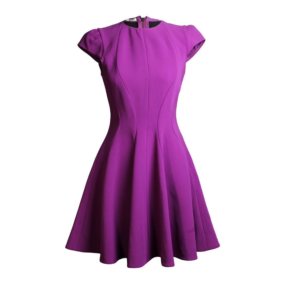  Miu Miu Size 40 Purple Cap Sleeve Skater Dress