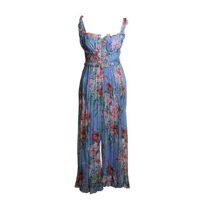 Zimmermann Size 0 Bellitude Corset Cropped Floral Print Silk Georgette Jumpsuit