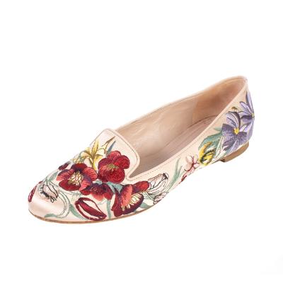 Alexander McQueen Size 35 Pink Embroidered Floral Flats 